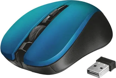 Produktbild von Trust Mydo, Beidhändig, Optisch, RF Wireless, 1800 DPI, Schwarz, Blau