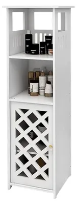 Immagine prodotto di Mobiletto da bagno angolare con ante e ripiani, 78 x 22 x 22 cm, bianco, in polipropilene
