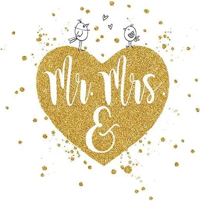 Produktbild von RP 20 Servietten Wedding Heart - Mr. & Mrs im goldenen Herz 33x33cm