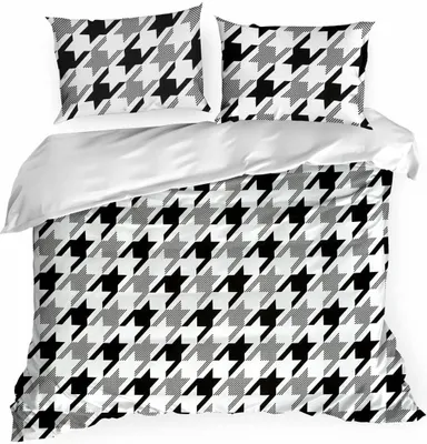 Produktbild von Bettwäsche Kissenbezug weiß schwarz 200 x 220 cm modern Design 100% Baumwolle
