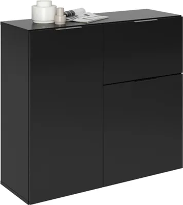 Zdjęcie produktu dla Kommode >Domenico< in Schwarz Perl - 90x80x32cm (BxHxT)