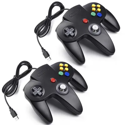 Imagen del producto de 2 mandos USB para PC compatibles con juegos de Nintendo 64