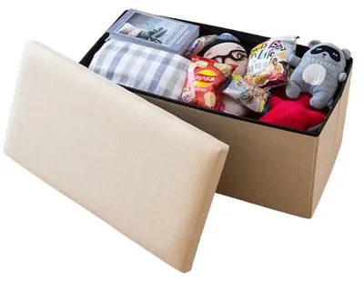 Zdjęcie produktu dla Pufa Siedzisko Składane Ze Schowkiem 30X48X30Cm Beżowa