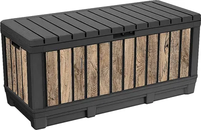Produktbild von Keter Gartenbox Kentwood 350 Liter - Holzoptik Pinie - 132 x 54 x 59 cm - wasserdicht & witterungesbeständig