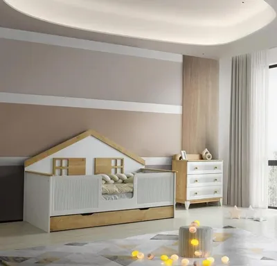 Image de Lit design Commode Chambre à coucher Chambre d'adolescent Ensemble de meubles 2 pièces Lits