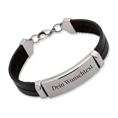 Produktbild von Schwarzes Unique Lederarmband mit Karabinerverschluss LB0102