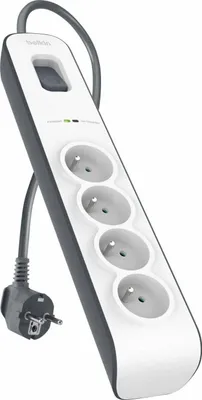 Zdjęcie produktu dla Belkin BSV400ca2M, 525 J, 4 x gniazdo sieciowe, Typu E, Czarny, Biały, Typu E, 2 m