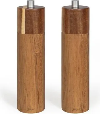 Produktbild von Salz- und Pfeffermühle Set, 2 Stück, LIVOO MEN425, 40 ml, Akazienholz, Keramikmahlwerk, Einstellbare Mahlstärke