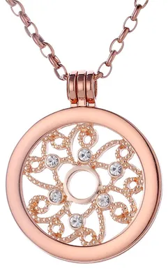 Produktbild von Morella Damen Halskette roségold 70 cm Edelstahl mit Anhänger und Coin 33 mm Sonnensymbol in Schmuckbeutel