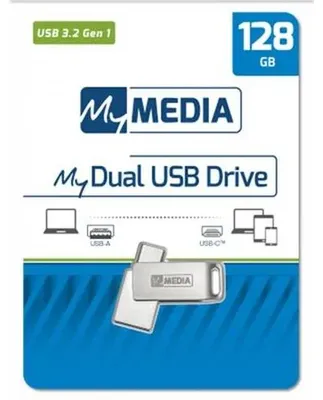 USB kľúč, 128GB,  USB 3.2 Gen1+ USB-C, hliníkový kryt, MYMEDIA "Dual" (by VERBATIM)