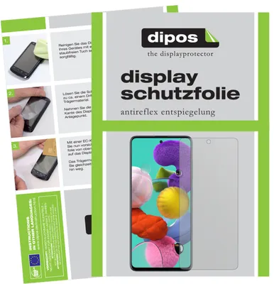 A collage of images showing instructions for applying a screen protector and a product shot of a smartphone with a screen protector.