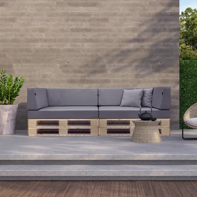 Productafbeelding van novely PINAU Outdoor UV++ Palletkussens - Set: A) Variant: Rugkussen (120x40x20 cm) | B) Kleur: 02 Grafiet
