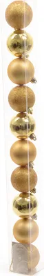 Produktbild von Weihnachtskugeln Mix Kunststoff 6cm 10er Set - Hellgold