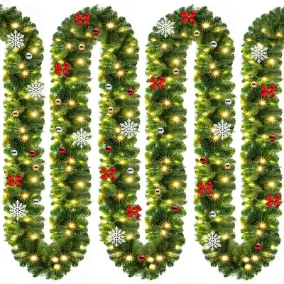 Image de Guirlande de Noël ANDREA avec éclairage, décorée, 5m, verte