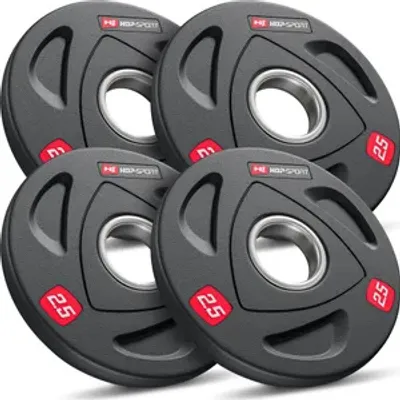 Produktbild von Hop-Sport 10 kg Profi Studio Gusseisen Olympia Hantelscheiben Set 50mm gummiert Guss Gewichte Hantel Set 50/51 mm Bohrung 4x2,5 kg
