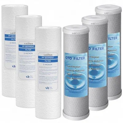Productafbeelding van Filterpatronen, waterfilter, 25,4 cm (10 inch), sediment PP + koolstof, vervanging voor waterinstallatie, huisossmose, universele filter (10)