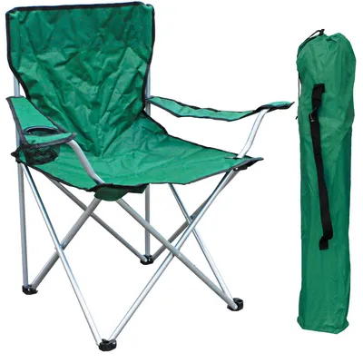 Anglerstuhl Campingstuhl Faltstuhl Grün Getränkehalter + Tasche belastbar 120kg