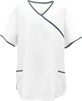 Produktbild von Schlupfkasack weiß mit Paspel graphit Gr. 4XL : 4XL : graphit : 50% Baumwolle 50% Polyester 175 g/m²