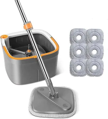 Produktbild von Famanu Mop Set 360° drehbar mit Eimer und Mikrofasertüchern - Einfaches Reinigen