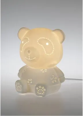 Produktbild von Tischlampe, Leuchte PANDA H. 19,5cm D. 16cm weiß Porzellan Kerzenfarm Hahn