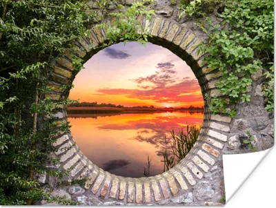 Produktbild von MuchoWow® Poster Meer - Sonnenuntergang - Ausblick 120x90 cm - Wandbild