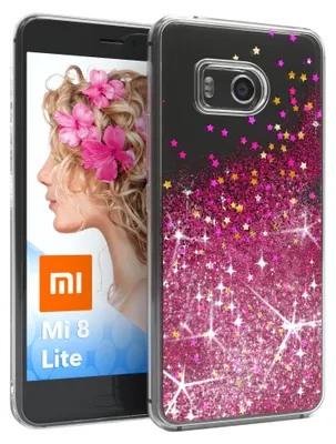 Produktbild von EAZY CASE - Glitzer Hülle kompatibel mit Xiaomi Mi 8 Lite Glitzer Schutzhülle, Soft Case, Backcover Transparent mit Motiv