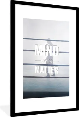 Produktbild von MuchoWow® MuchoWow® Gerahmtes Poster Geist über Materie" - Sprichwörter - Zitate 60x90 cm - Poster mit zchwarzem Bilderrahmen - Dekoration - Wandposter Wohnzimmer - Hochwertig