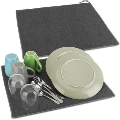 Produktbild von 2x Abtropfmatte für Geschirr - 48 x 38 cm - Trockenmatte aus Mikrofaser