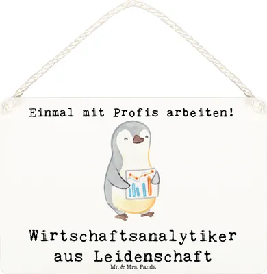 Produktbild von Mr. & Mrs. Panda Wandbild Holz Wirtschaftsanalytiker Leidenschaft DIN A6 - Weiß - Geschenk, kleine aufmerksamkeit, holzbild, Deko, Türschild, Schild