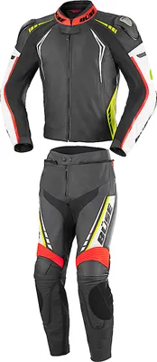 Immagine prodotto di Büse Silverstone Pro 2 pezzi tuta in pelle da moto taglia: 50, colore: nero/bianco/rosso/giallo