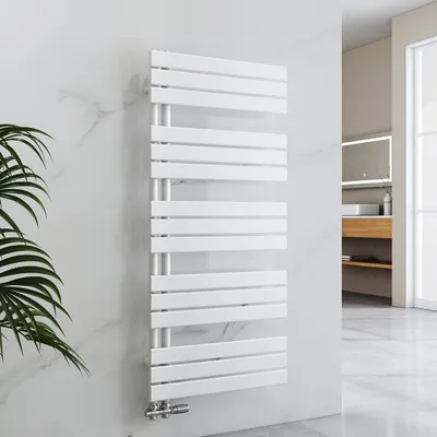 Produktbild von Vyhrievaný držiak na uteráky EMKE Kúpeľňový radiátor Panelový radiátor Bočné pripojenie Nástenný ohrievač vody 1320 x 600 mm Biely