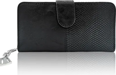 Produktbild von Glamexx24 Geldbörse Elegant Damen Portemonnaie Frau Kunst Leder Geldbörse Geldbeutel Reißverschluss Handytasche 25225-Farbe: Schwarz