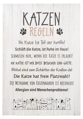 Produktbild von GILDE Schild, rechteckig, "Katzenbande", Spruch, MDF, creme, VE 3, L. 1.5 cm, B. 36 cm, H. 50 cm