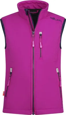 Produktbild von Trollkids Kinder Trollfjord Softshellweste fireberry/navy 104