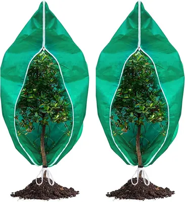 Zdjęcie produktu dla Ochrona roślin zimowa, oddychający materiał, 80 x 120 cm, z zamkiem błyskawicznym i sznurkiem, ochrona przed mrozem