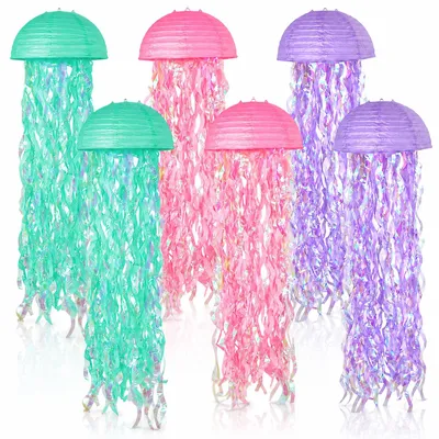 Papierlampions Quallen, 6 Stück, 25 cm, Deko