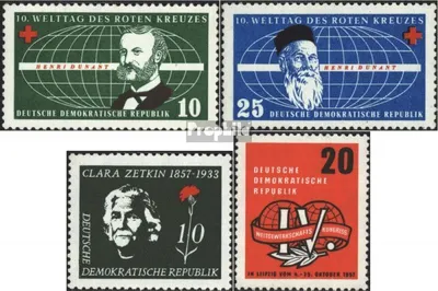 Produktbild von Briefmarken DDR 1957 Mi 572-573,592,595 (kompl.Ausg.) gestempelt Welttag des Roten Kreuzes