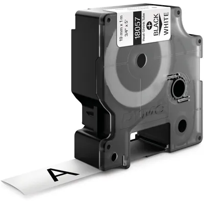 Image de Dymo® 18057 Gaine thermorétractable Bande industrielle, plastique, 1,5 m x 19 mm, noir/blanc