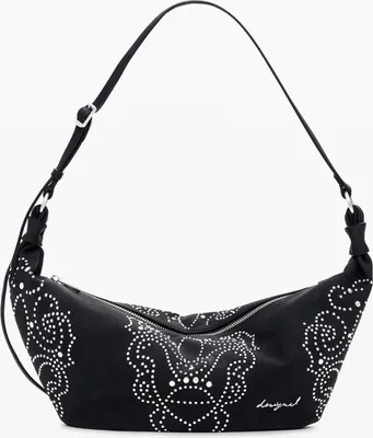 Immagine prodotto di Borsa da donna nera con borchie e tracolla regolabile