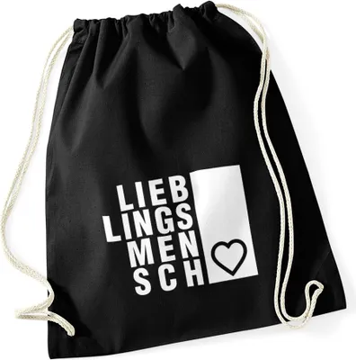 Produktbild von Turnbeutel Lieblingsmensch Geschenk Freundschaft Partner Freundin Moonworks® schwarz unisize