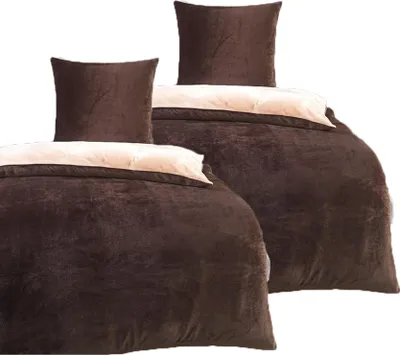 Produktbild von aboutyourhome bettwäsche Wendebettwäsche Winter Cashmere Touch Fleece Uni 155x220 80x80, 4tlg. / Braun