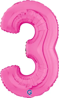 Produktbild von Riesenzahl Folienballon 26"/66cm | Pink Zahl: 3