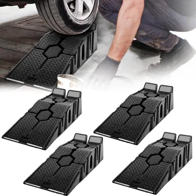 Productafbeelding van Oprijhelling set van 4 - kunststof - 3 ton draagvermogen - 90x33x23 cm - zwart