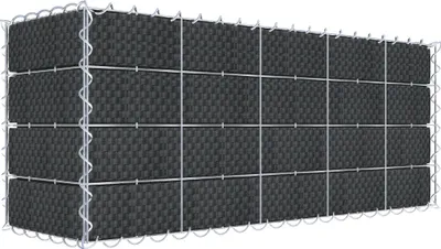 Produktbild von Begrünte Gabione mit Vlies & Sichtschutzstreifen 100 cm x 40 cm x 30 cm (L x H x T), Maschenweite 10 cm x 10 cm, Spirale