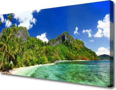 Produktbild von Tulup Leinwand-Bilder 100x50 Wandbild Canvas Kunstdruck Strand Gebirge Landschaft