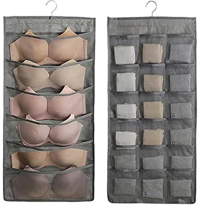 Obrázek produktu pro Ultiluxe Závěsný organizér - 2 kusy - Dvoucestný skladovací systém - 39 x 78 cm - Úsporný - Skládací - 48 přihrádek - Praktický - Šedá