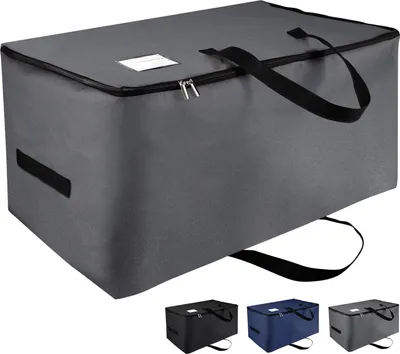 Produktbild von Extra großer Wickeltisch für unter das Bett – Aufbewahrungstasche mit Reißverschluss und Griffen – Zusammenklappbarer Organizer für Decken – Kissen – Kleidung – 70 x 42 x 35 cm – Dunkelgrau