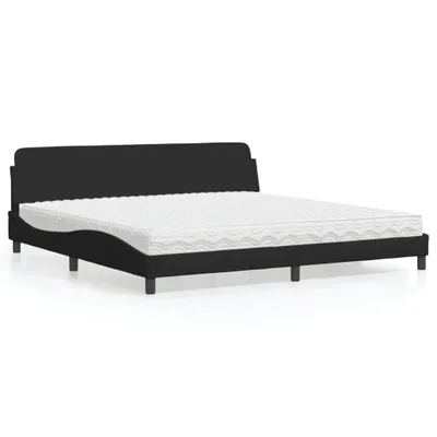 Image de Lit avec matelas Dover noir 200x200 cm tissu