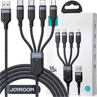Immagine prodotto di Cavo Joyroom 4 in 1 da USB-A a 2xUSB-C/Lightning/Micro USB 3,5 A, 1,2 m - Nero