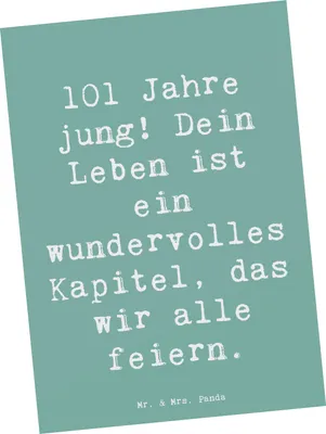 Produktbild von Mr. & Mrs. Panda Grußkarte Spruch 101. Geburtstag Feier - Meeresbrise - Geschenk, Ansichtskarte, Alter, Meilenstein, besondere Momente, Geburtstagsgeschenk, Postkarte